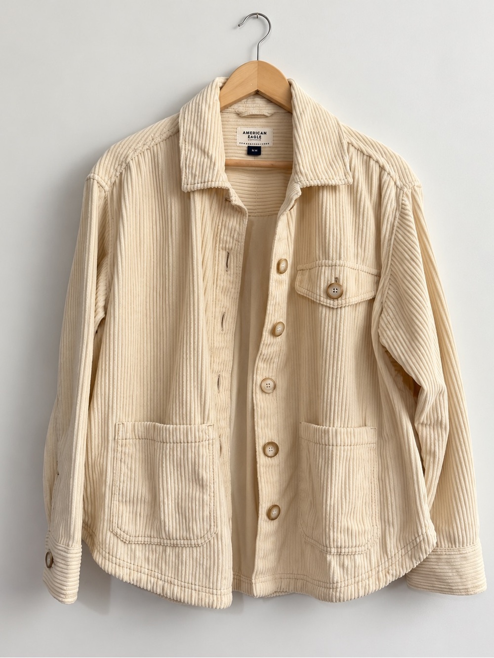 American Eagle Corduroy Shacket / Utility Jacket | Cream | M | NWT